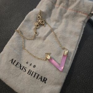 Alexis Bittar Gold Necklace with Pink Pendant